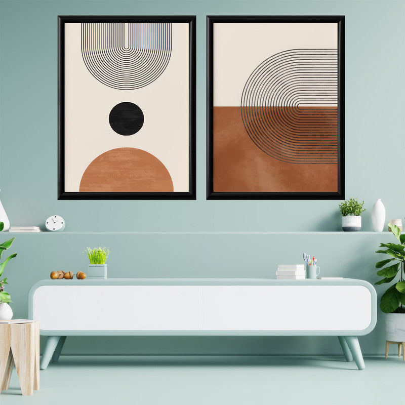 LuxuryStroke's Abstract Boho Art, Boho Art Paintingand Boho Style Paintings - Boho Geometric Fine Art : Set Of 2 Paintings