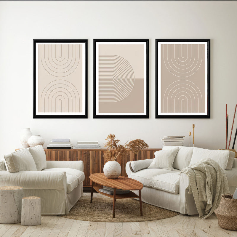 LuxuryStroke's Line Artwork, Canvas Painting Geometricand Geometric Wall Art Painting - Boho Art - Set Of 3 Lineart Paintings