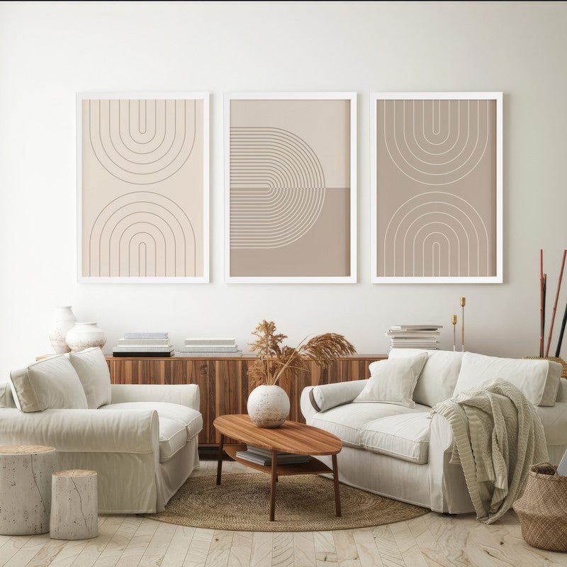 LuxuryStroke's Line Artwork, Canvas Painting Geometricand Geometric Wall Art Painting - Boho Art - Set Of 3 Lineart Paintings