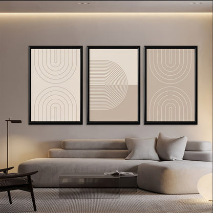 LuxuryStroke's Line Artwork, Canvas Painting Geometricand Geometric Wall Art Painting - Boho Art - Set Of 3 Lineart Paintings