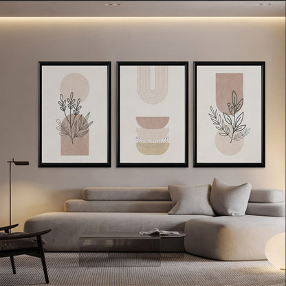 LuxuryStroke's Boho Flower Painting, Painting Bohoand Boho Art Painting - Boho Art - Set Of 3 Japandi Paintings