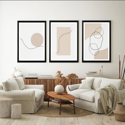 LuxuryStroke's Boho Line Art Painting, Boho Lineart Paintingand Simple Boho Paintings - Boho Art - Set Of 3 Japandi Lineart Paintings