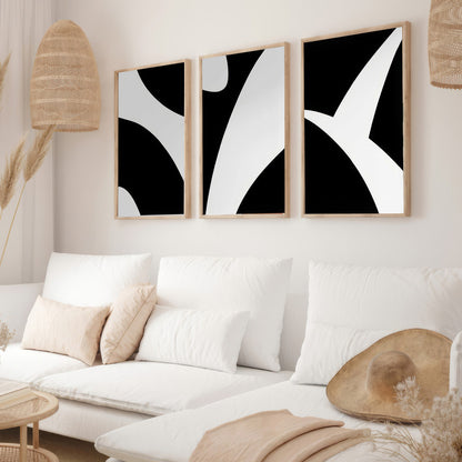 LuxuryStroke's Abstract Boho Art, Abstract Acrylic Artworkand Abstract Art - Abstract Art - Expression of Grey & White - Set Of 3 Paintings