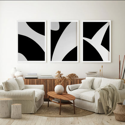 LuxuryStroke's Abstract Boho Art, Abstract Acrylic Artworkand Abstract Art - Abstract Art - Expression of Grey & White - Set Of 3 Paintings