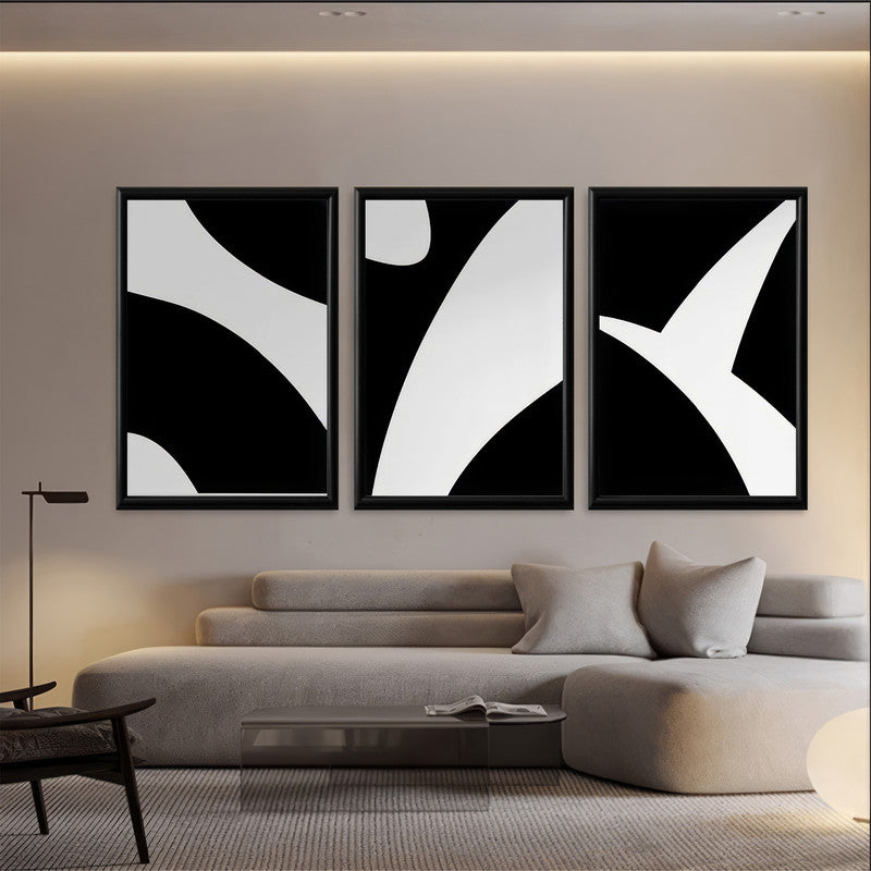 LuxuryStroke's Abstract Boho Art, Abstract Acrylic Artworkand Abstract Art - Abstract Art - Expression of Grey & White - Set Of 3 Paintings