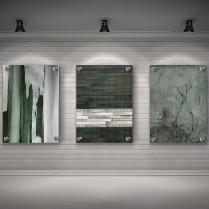 LuxuryStroke's Abstract Boho Art, Abstract Contemporary Paintingand Abstract Acrylic Artwork - Abstract Art - Set Of 3 Green & Grey Paintings