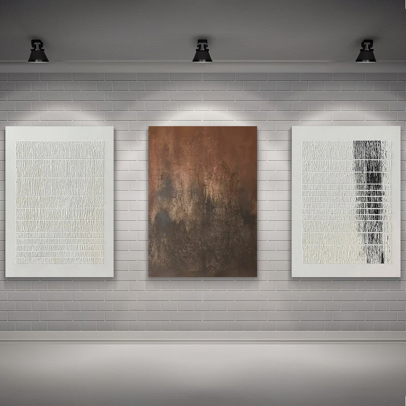 LuxuryStroke's Abstract Boho Art, Geometric Wall Art Paintingand Painting Boho - Boho And Abstract Fusion - Set Of 3 Paintings