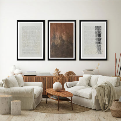 LuxuryStroke's Abstract Boho Art, Geometric Wall Art Paintingand Painting Boho - Boho And Abstract Fusion - Set Of 3 Paintings