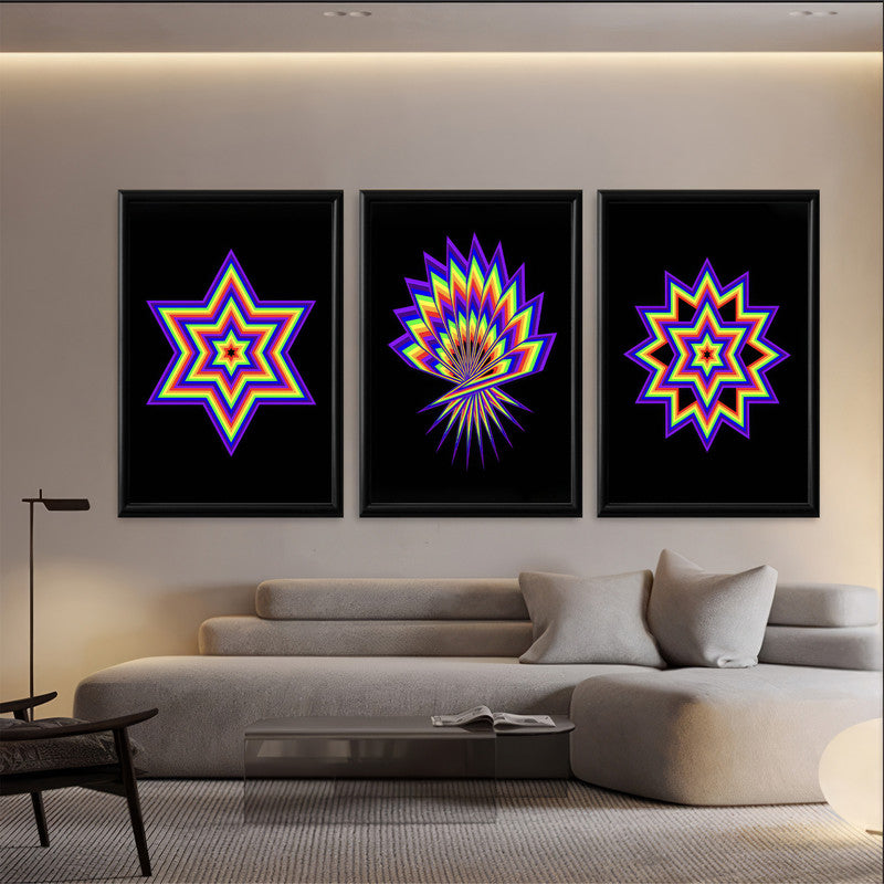 LuxuryStroke's Contemporary Abstract Art, Abstract Art Modern Artand Abstract Acrylic Portrait - Abstract Art - Starry Nights - Set Of 3 Paintings
