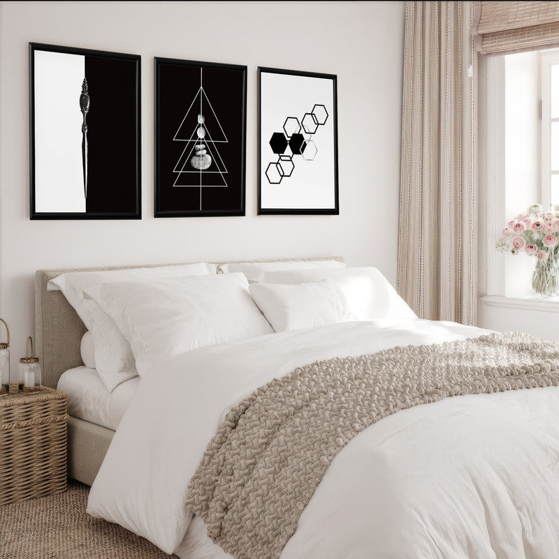 LuxuryStroke's Black White Modern Art, Black And White Boho Artand Abstract Art Modern Art - Abstract Art - Set Of 3 Monochrome Abstract Paintings