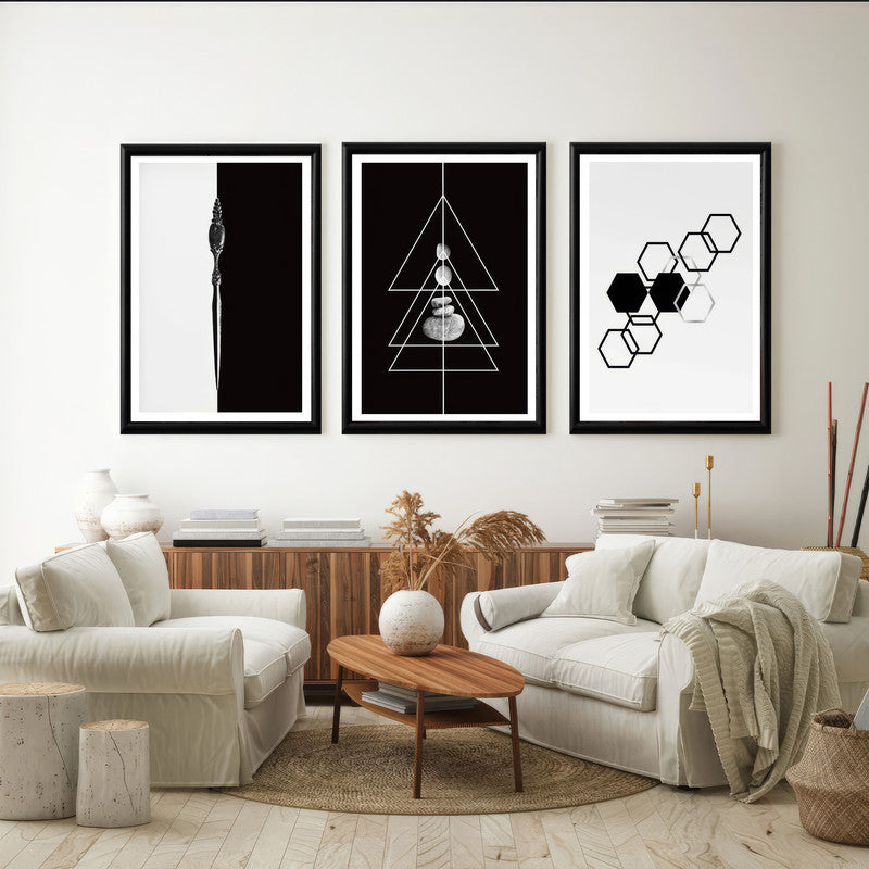 LuxuryStroke's Black White Modern Art, Black And White Boho Artand Abstract Art Modern Art - Abstract Art - Set Of 3 Monochrome Abstract Paintings