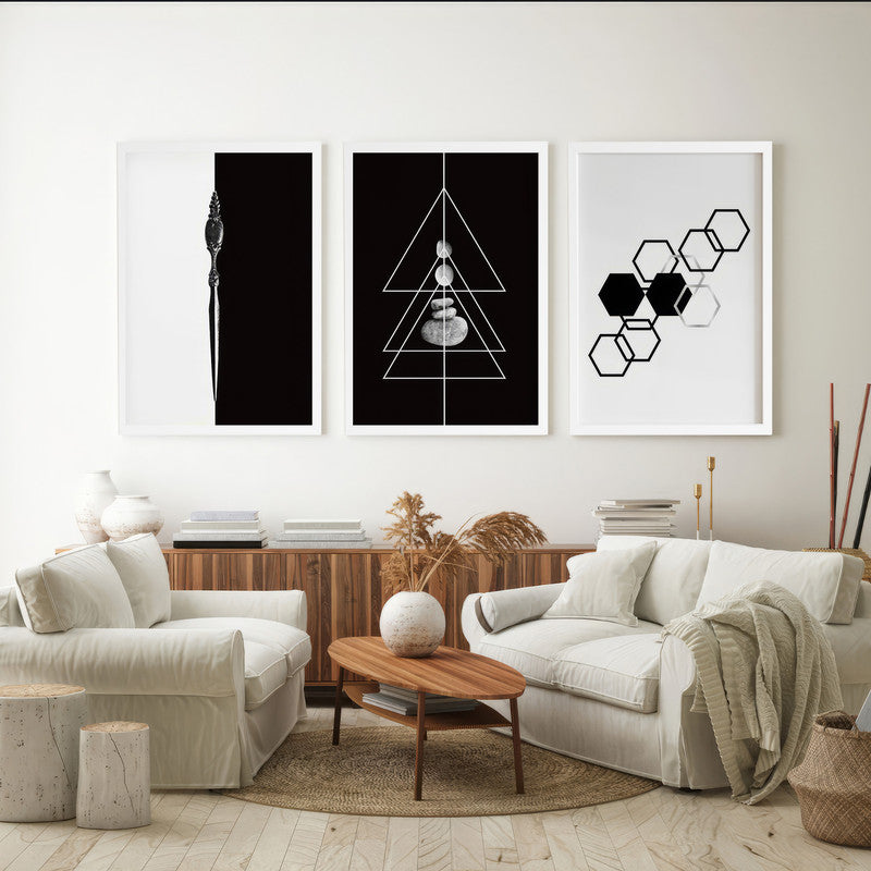 LuxuryStroke's Black White Modern Art, Black And White Boho Artand Abstract Art Modern Art - Abstract Art - Set Of 3 Monochrome Abstract Paintings