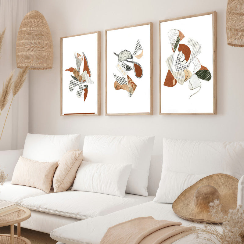 LuxuryStroke's Abstract Floral Acrylic Painting, Acrylic Abstract Flower Paintingand Abstract Acrylic Flower Painting - Botanical Art - Set Of 3 Paintings