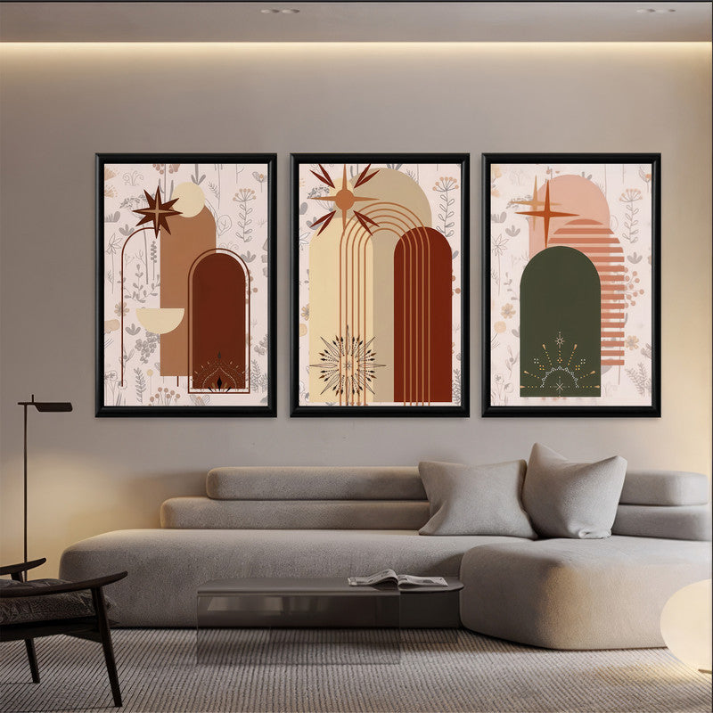 LuxuryStroke's Boho Style Painting, Simple Boho Paintingsand Boho Art Painting - Boho Art - Set Of 3 Paintings