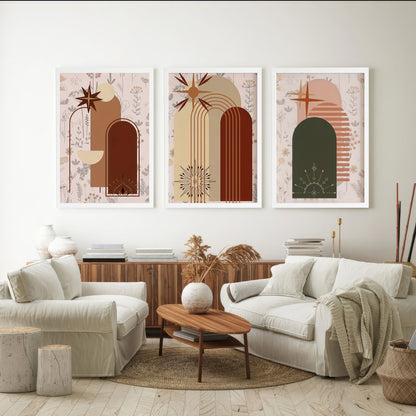 LuxuryStroke's Boho Style Painting, Simple Boho Paintingsand Boho Art Painting - Boho Art - Set Of 3 Paintings