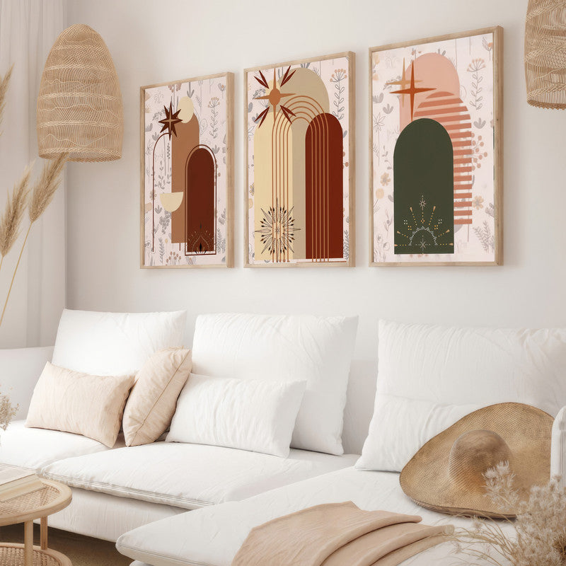 LuxuryStroke's Boho Style Painting, Simple Boho Paintingsand Boho Art Painting - Boho Art - Set Of 3 Paintings