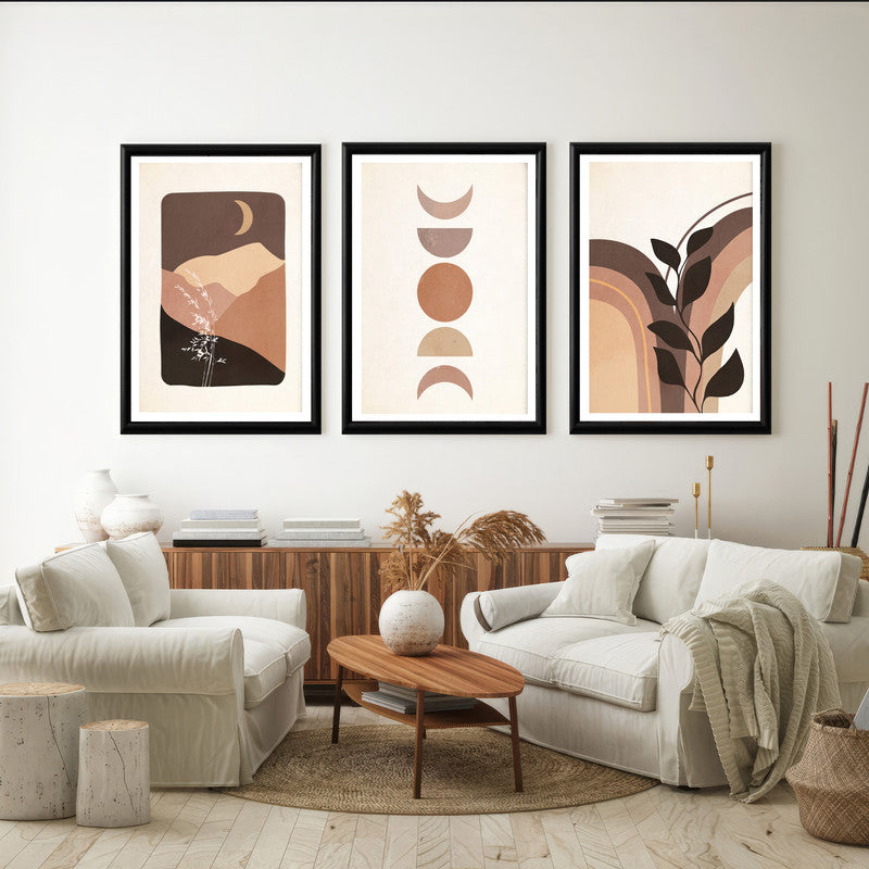 LuxuryStroke's Boho Style Painting, Canvas Painting Geometricand Aesthetic Boho Painting - Boho Art - Set Of 3 Japandi Paintings - Geometric Art