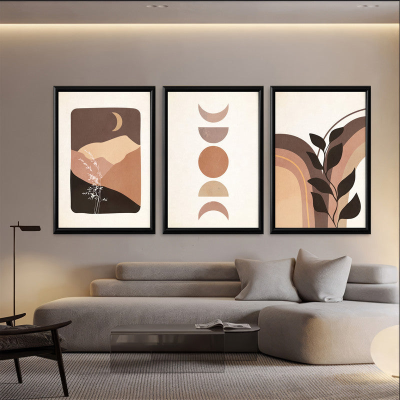 LuxuryStroke's Boho Style Painting, Canvas Painting Geometricand Aesthetic Boho Painting - Boho Art - Set Of 3 Japandi Paintings - Geometric Art