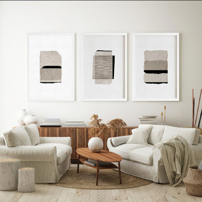 LuxuryStroke's Abstract Boho Art, Boho Style Paintingsand Painting Boho - Abstract And Geometric Art Fusion- Set Of 3 Paintings