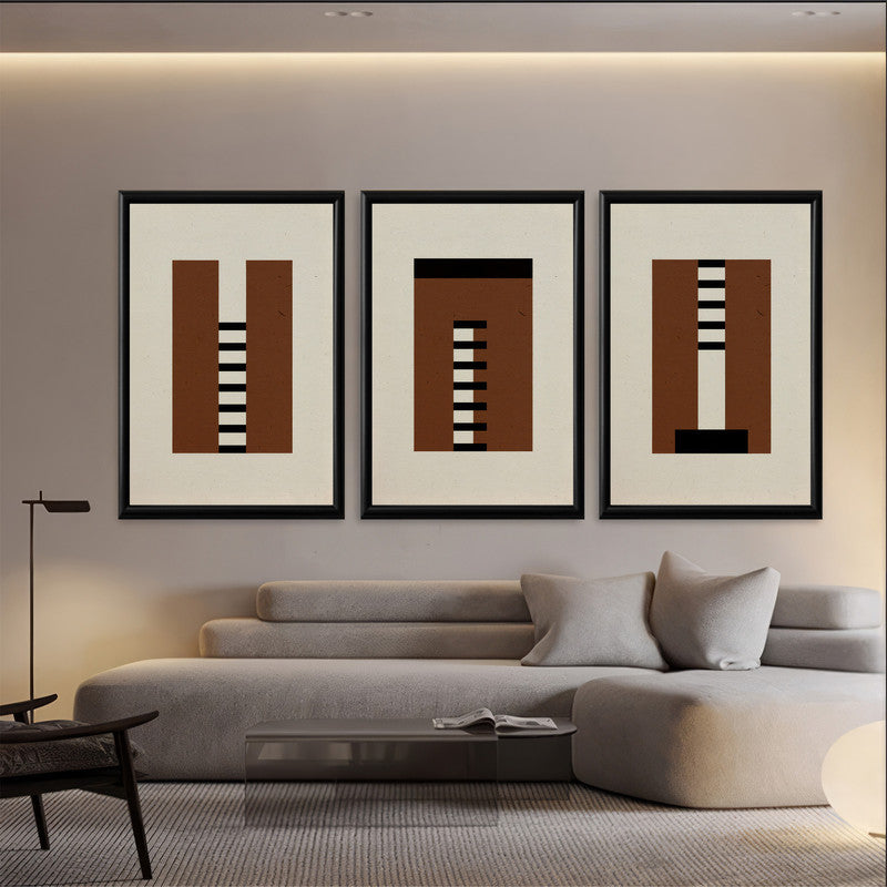 LuxuryStroke's Abstract Boho Art, Boho Art On Canvasand Boho Style Paintings - Boho Geometric Art - Set Of 3 Paintings