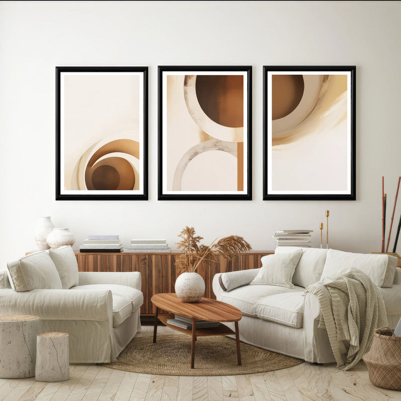 LuxuryStroke's Abstract Boho Art, Canvas Painting Geometricand Boho Style Paintings - Boho Geometric Art - Set Of 3 Paintings