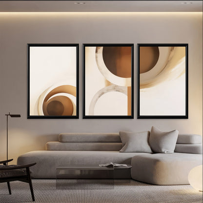 LuxuryStroke's Abstract Boho Art, Canvas Painting Geometricand Boho Style Paintings - Boho Geometric Art - Set Of 3 Paintings
