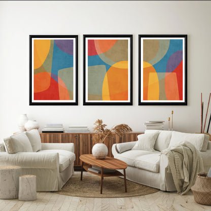 LuxuryStroke's Abstract Acrylic Portrait, Modern Abstract Canvas Paintingand Minimalist Modern Abstract Art - Abstract Art - Set of 3 Colourful Paintings