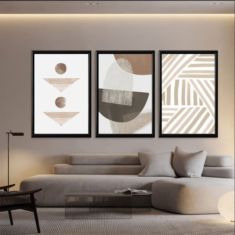 LuxuryStroke's Boho Wall Art Painting, Geometric Wall Art Paintingand Painting Boho - Boho Geometric Art - Set Of 3 Paintings