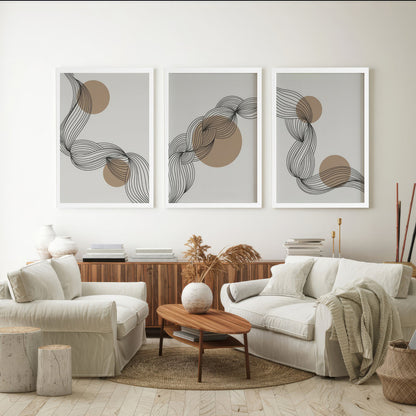 LuxuryStroke's Abstract Boho Art, Boho Style Paintingand Boho Art On Canvas - Boho Geometric Art - Set Of 3 Paintings