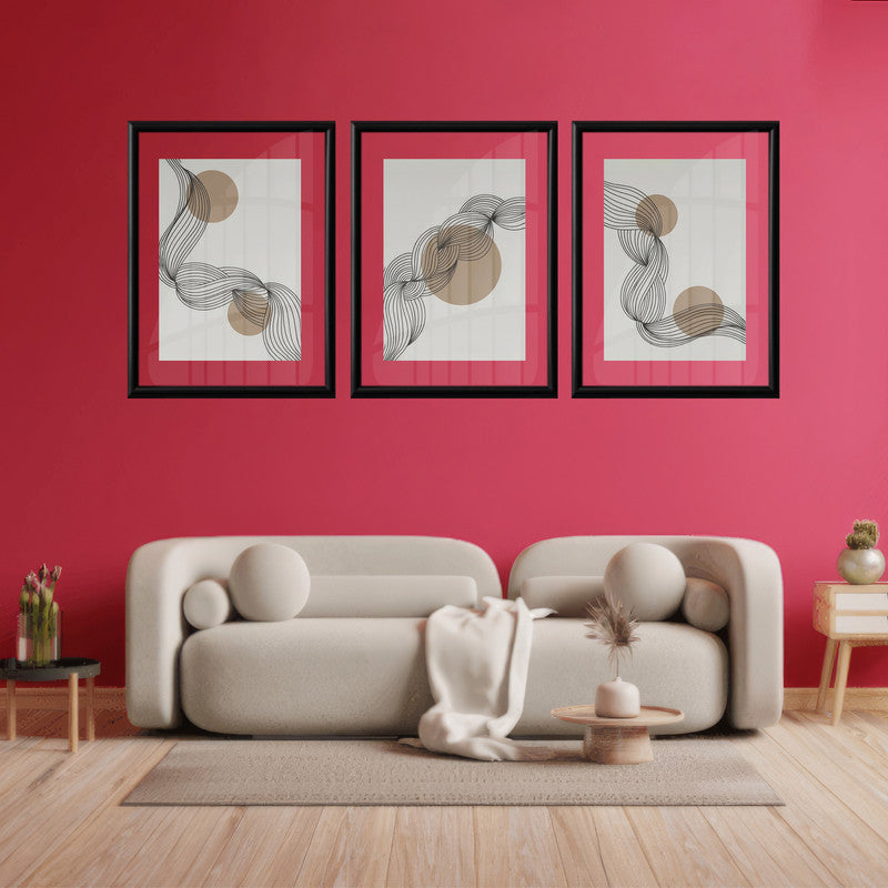 LuxuryStroke's Abstract Boho Art, Boho Style Paintingand Boho Art On Canvas - Boho Geometric Art - Set Of 3 Paintings