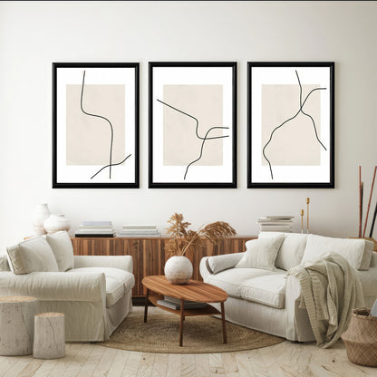 LuxuryStroke's Line Artwork, Abstract Boho Artand Painting Boho - Boho Lineart- Set of 3 Paintings