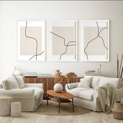 LuxuryStroke's Line Artwork, Abstract Boho Artand Painting Boho - Boho Lineart- Set of 3 Paintings