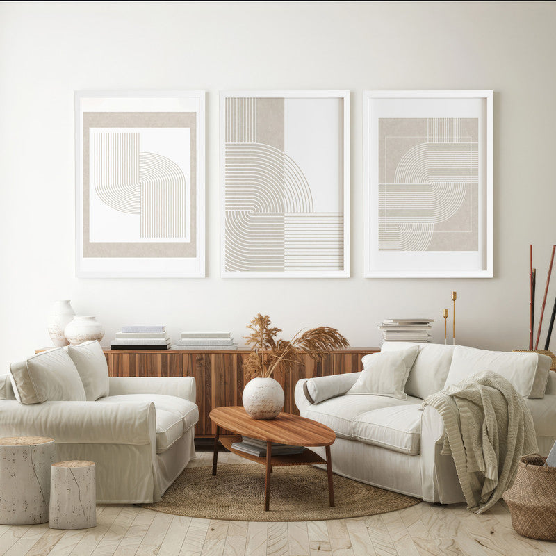 LuxuryStroke's Abstract Boho Art, Simple Boho Paintingsand Geometric Wall Art Painting - Boho Lineart- Set of 3 Paintings