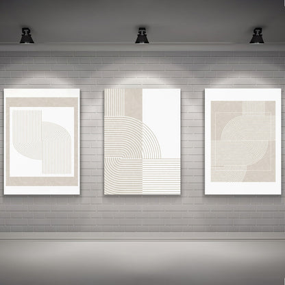 LuxuryStroke's Abstract Boho Art, Simple Boho Paintingsand Geometric Wall Art Painting - Boho Lineart- Set of 3 Paintings