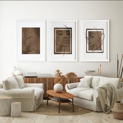 LuxuryStroke's Abstract Woman Painting, Abstract Painting Womanand Women Empowerment Art - Boho Women Art - Set Of 3 Lineart Paintings