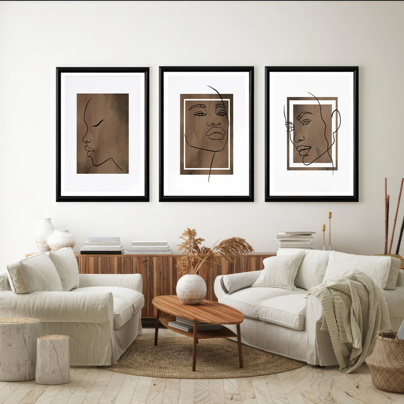 LuxuryStroke's Abstract Woman Painting, Abstract Painting Womanand Women Empowerment Art - Boho Women Art - Set Of 3 Lineart Paintings