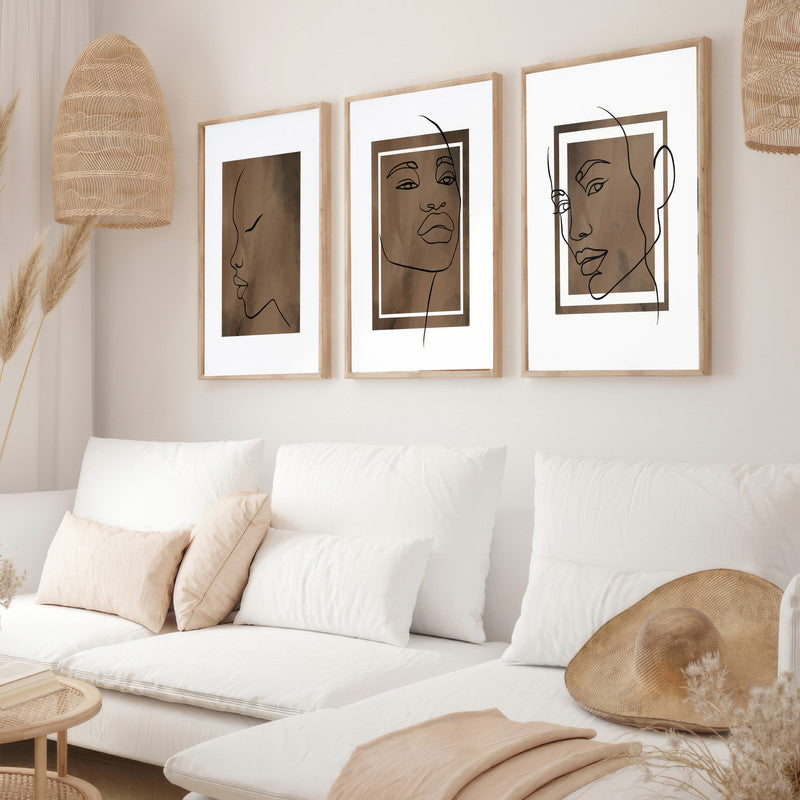 LuxuryStroke's Abstract Woman Painting, Abstract Painting Womanand Women Empowerment Art - Boho Women Art - Set Of 3 Lineart Paintings