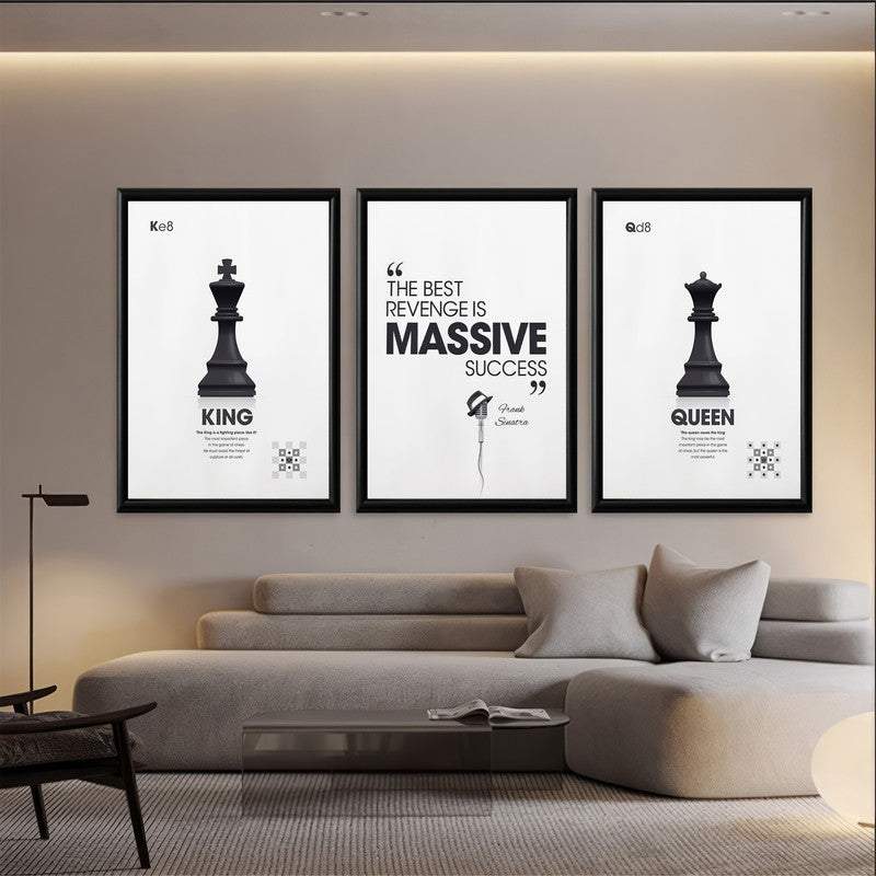 LuxuryStroke's Motivation Painting Quotes, Painting Motivational Quotesand Inspirational Art Paintings - Motivation Art - Set Of 3 Chess Paintings