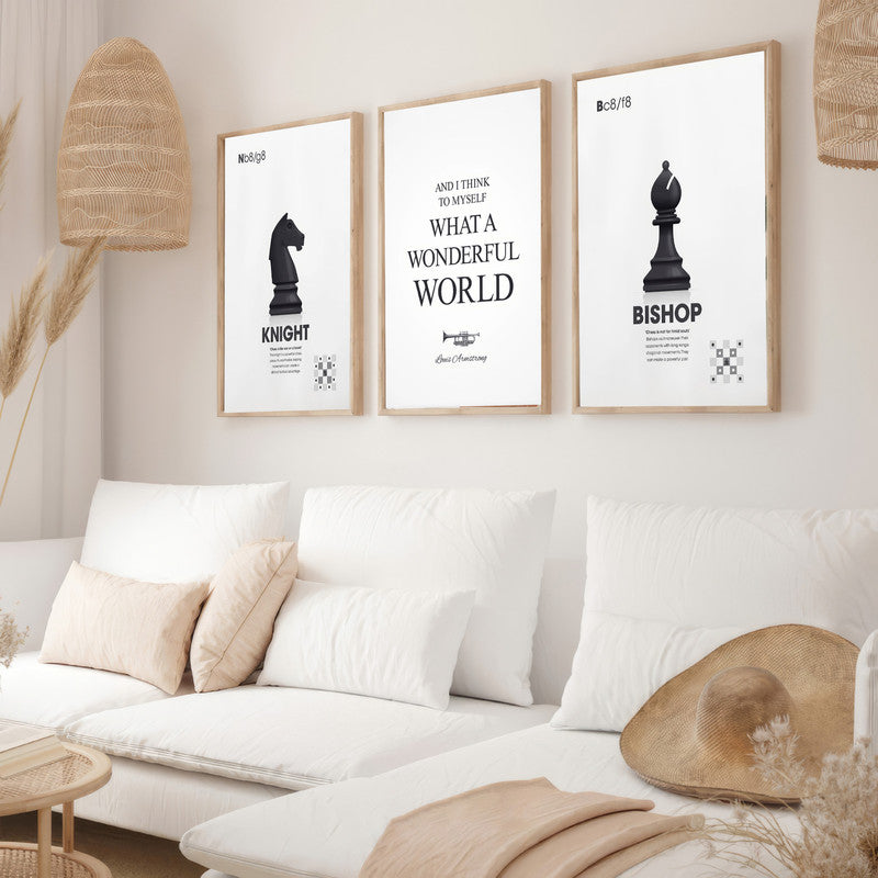 LuxuryStroke's Motivation Paintings With Quotes, Inspirational Art Paintingsand Motivation Painting Quotes - Motivation Art - Set Of 3 Chess Paintings