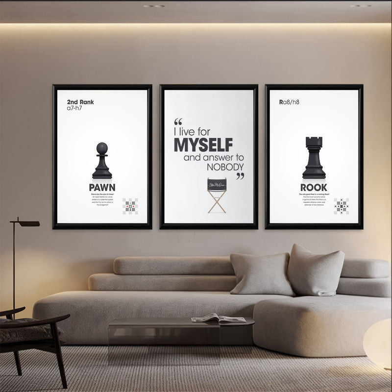 LuxuryStroke's Motivation Paintings With Quotes, Inspirational Art Paintingsand Motivation Painting Quotes - Motivation Art - Set Of 3 Chess Paintings