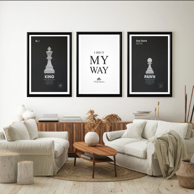 LuxuryStroke's Motivation Paintings With Quotes, Inspirational Art Paintingsand Motivation Painting Quotes - Motivation Art - Set Of 3 Chess Paintings