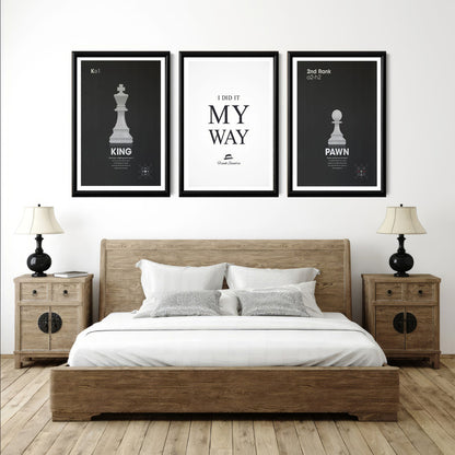 LuxuryStroke's Motivation Paintings With Quotes, Inspirational Art Paintingsand Motivation Painting Quotes - Motivation Art - Set Of 3 Chess Paintings