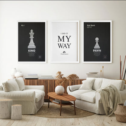 LuxuryStroke's Motivation Paintings With Quotes, Inspirational Art Paintingsand Motivation Painting Quotes - Motivation Art - Set Of 3 Chess Paintings