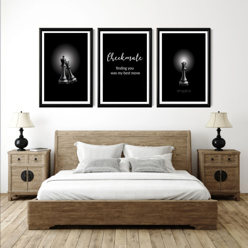 LuxuryStroke's Motivation Paintings With Quotes, Inspirational Art Paintingsand Best Inspirational Paintings - Motivation Art - Set Of 3 Chess Paintings