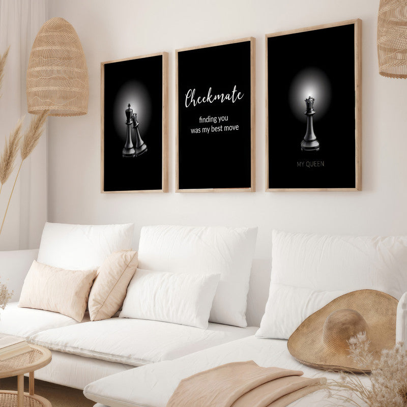 LuxuryStroke's Motivation Paintings With Quotes, Inspirational Art Paintingsand Best Inspirational Paintings - Motivation Art - Set Of 3 Chess Paintings