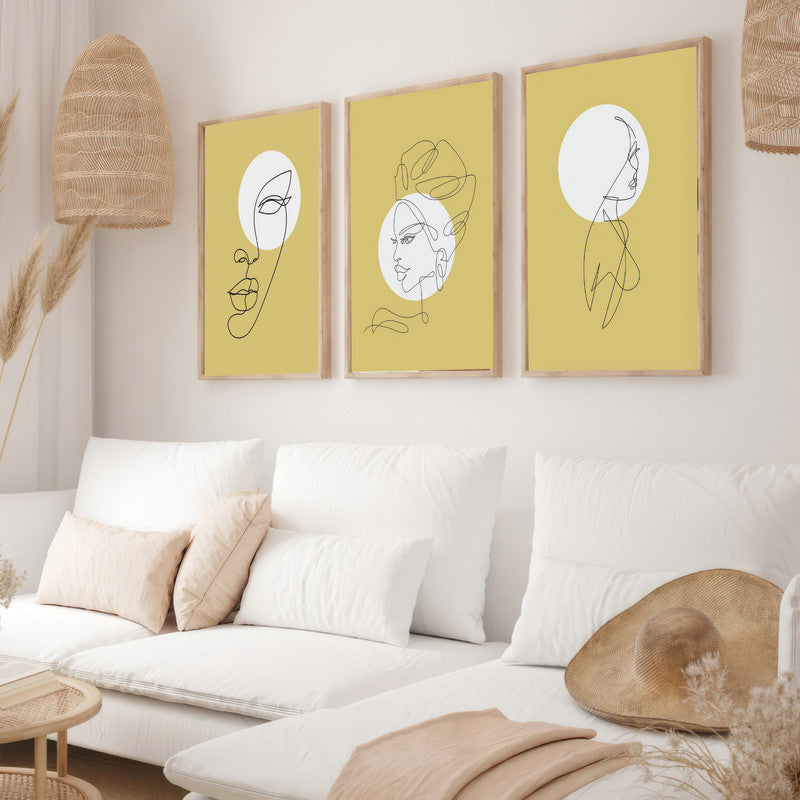 LuxuryStroke's Line Art Woman, Woman Line Artand Abstract Woman Painting - Women Art - Set Of 3 Lineart Paintings