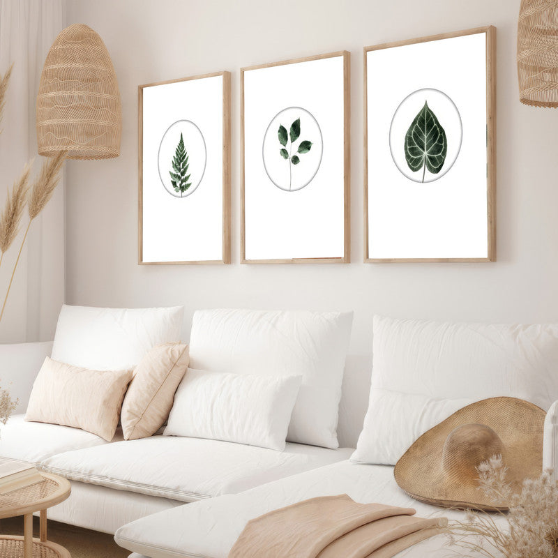 LuxuryStroke's Abstract Art With Flowers, Flowers Abstractand Beautiful Flower Painting - Botanical Art - Set Of 3 Minimalistic Leaves Paintings