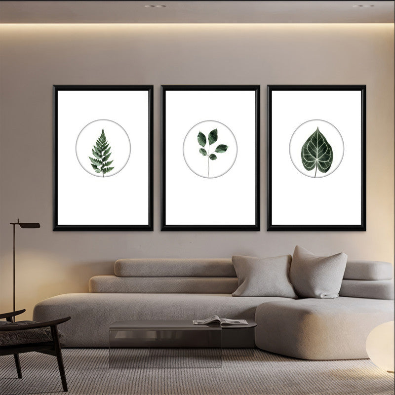 LuxuryStroke's Abstract Art With Flowers, Flowers Abstractand Beautiful Flower Painting - Botanical Art - Set Of 3 Minimalistic Leaves Paintings