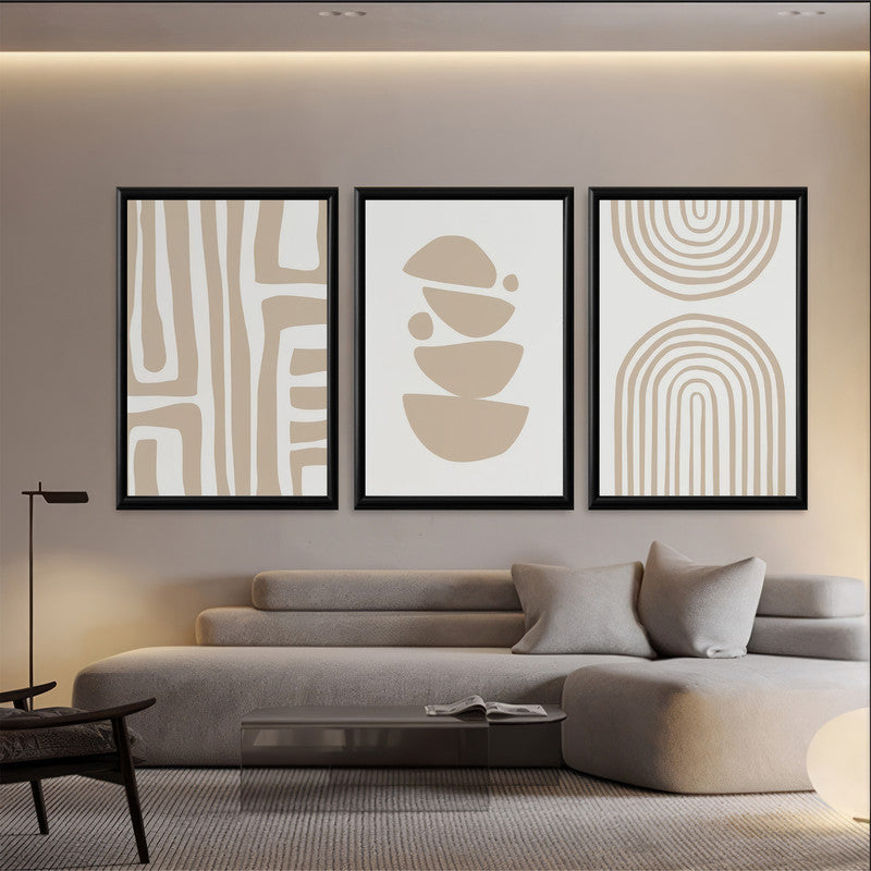 LuxuryStroke's Boho Style Painting, Geometric Canvas Paintingand Canvas Painting Geometric - Boho Art - Set Of 3 Japandi Paintings - Geometric Art