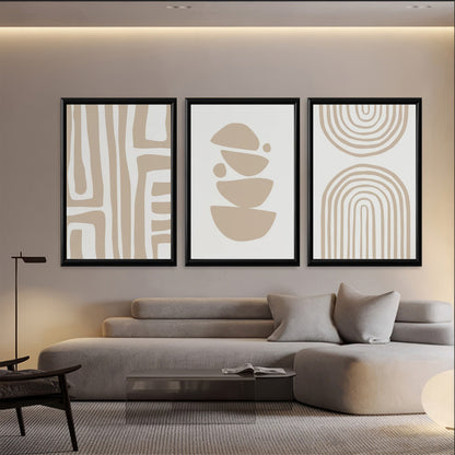 LuxuryStroke's Boho Style Painting, Geometric Canvas Paintingand Canvas Painting Geometric - Boho Art - Set Of 3 Japandi Paintings - Geometric Art